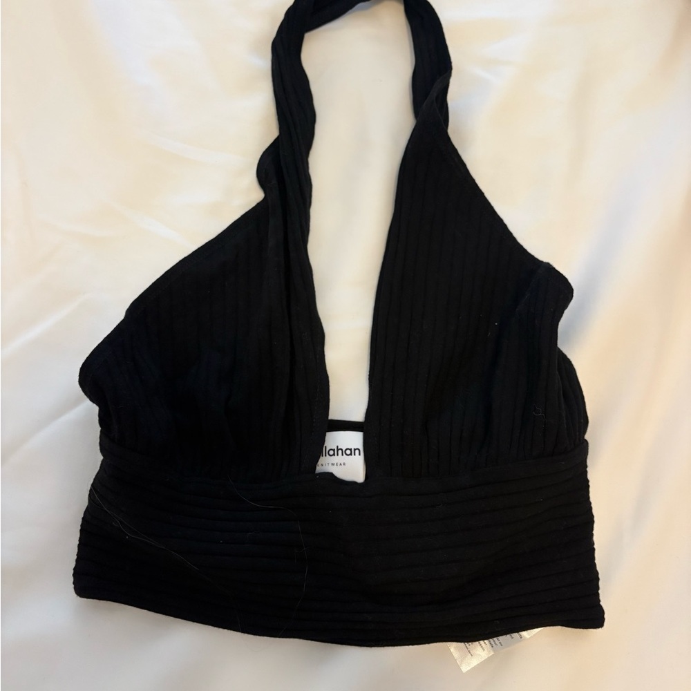 Callahan Black Ribbed Halter Bralette